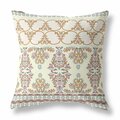 Palacedesigns 20 in. Aqua Paisley Indoor & Outdoor Zipper Throw Pillow Off-White & Orange PA3691438